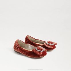 Kids Footwear Sam Edelman Farah Ballet Flat Canyon Orange Velvet 4N2P1058