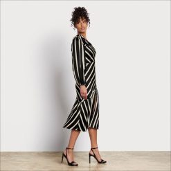 Women Apparel Sam Edelman French Stripe Maxi Dress Black White 4N2P1114