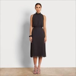Women Apparel Sam Edelman High Neck Midi Dress Black 4N2P1082