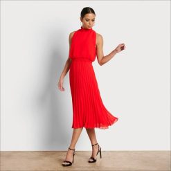 Women Apparel Sam Edelman High Neck Midi Dress Coral 4N2P1072