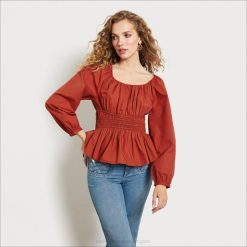 Women Apparel Sam Edelman Long Sleeve Cilian Top Gingerbread 4N2P1261