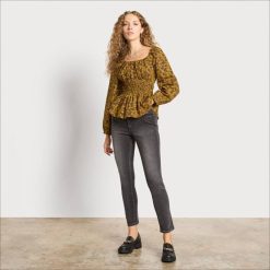 Women Apparel Sam Edelman Long Sleeve Cilian Top Olive Oil 4N2P1290