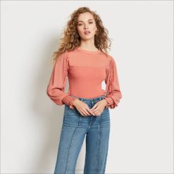 Women Apparel Sam Edelman Long Sleeve Julian Top Canyon Clay 4N2P1267