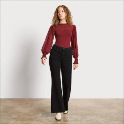 Women Apparel Sam Edelman Long Sleeve Julian Top Madder Brown 4N2P1269