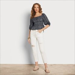 Women Apparel Sam Edelman Long Sleeve Meadow Top Blue 4N2P1171