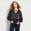 Women Apparel Sam Edelman Long Sleeve Varick Top Twilight Black 4N2P1246