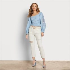 Women Apparel Sam Edelman Medium Rise Linnie Flare Pant White 4N2P1184