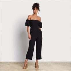 Women Apparel Sam Edelman Off Shoulder Jumpsuit Black 4N2P1074