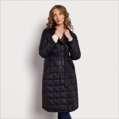 Women Apparel Sam Edelman Quilted Faux Fur Lined Trench Coat Black 4N2P1279