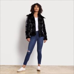 Women Apparel Sam Edelman Short Hooded Puffer Black 4N2P1134