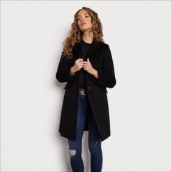 Women Apparel Sam Edelman Twill Wool Coat Black 4N2P1221