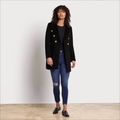 Women Apparel Sam Edelman Wool Military Coat Black 4N2P1284