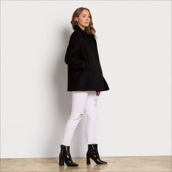 Women Apparel Sam Edelman Wool Peacoat Jacket Black 4N2P1158