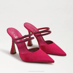 Women Footwear Sam Edelman Agustina Mule Pump Bold Fuchsia Satin 4N2P954