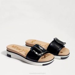 Women Footwear Sam Edelman Ariane Slide Sandal Black Leather 4N2P183