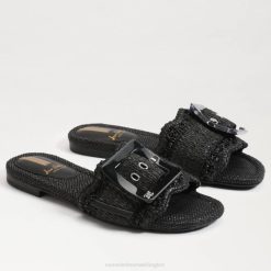 Women Footwear Sam Edelman Bambi Slide Sandal Black Raffia 4N2P68