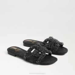 Women Footwear Sam Edelman Bay Perla Slide Sandal Black Leather 4N2P497