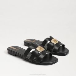 Women Footwear Sam Edelman Bay Radiant Slide Sandal Black Leather 4N2P575