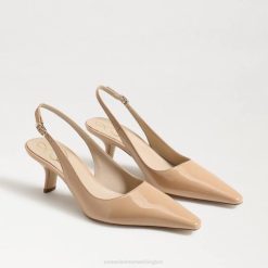 Women Footwear Sam Edelman Bianka Slingback Pump Golden Sand Patent 4N2P95