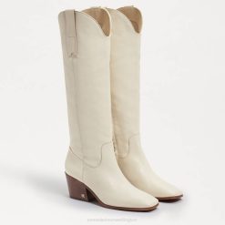 Women Footwear Sam Edelman Britten Western Boot Modern Ivory Leather 4N2P814