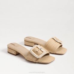 Women Footwear Sam Edelman Deacon Beaded Slide Sandal Bleached Beechwood 4N2P194