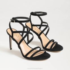 Women Footwear Sam Edelman Delanie Strappy Heel Black Suede 4N2P650