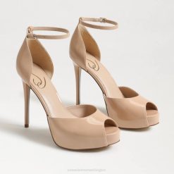Women Footwear Sam Edelman Florencia Peep Toe Platform Heel Beige Blush Patent 4N2P768