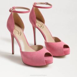 Women Footwear Sam Edelman Florencia Peep Toe Platform Heel Carmine Rose Suede 4N2P769