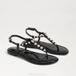 Women Footwear Sam Edelman Gigi Pearl Thong Sandal Black Patent 4N2P554