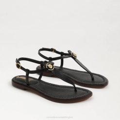 Women Footwear Sam Edelman Gigi Signet Thong Sandal Black Leather 4N2P557