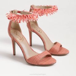 Women Footwear Sam Edelman Gillie Beaded Ankle Strap Heel Stucco Pink 4N2P605