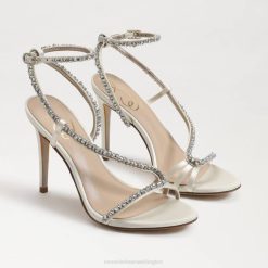 Women Footwear Sam Edelman Granger Ankle Strap Heel Pearl Ivory Satin 4N2P696