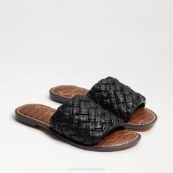 Women Footwear Sam Edelman Griffin Woven Slide Sandal Black Leather 4N2P632