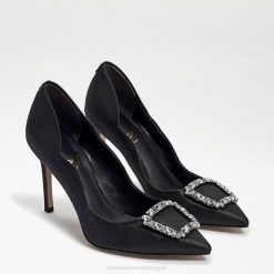 Women Footwear Sam Edelman Harriett Pointed Toe Heel Black Silk 4N2P592