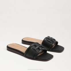 Women Footwear Sam Edelman Irina Slide Sandal Black Lizard 4N2P3