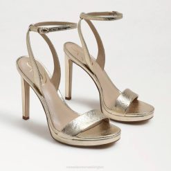 Women Footwear Sam Edelman Jade Ankle Strap Heel Gold Leaf Leather 4N2P386