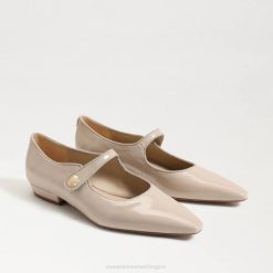 Women Footwear Sam Edelman Jene Mary Jane Pointed Toe Flat Chai Latte Patent 4N2P543