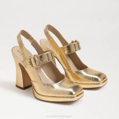 Women Footwear Sam Edelman Jildie Slingback Mary Jane Heel Amber Gold 4N2P317