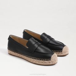 Women Footwear Sam Edelman Kai Espadrille Flat Loafer Black Leather 4N2P202
