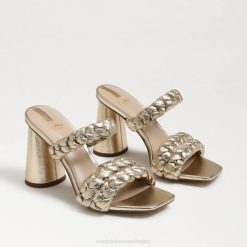 Women Footwear Sam Edelman Kendra Block Heel Mule Gold Leaf Leather 4N2P804