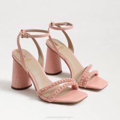 Women Footwear Sam Edelman Kia Beaded Block Heel Sandal Coral Peach 4N2P711