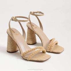 Women Footwear Sam Edelman Kia Beads Block Heel Sandal Bleached Beechwood 4N2P491