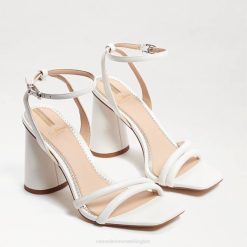 Women Footwear Sam Edelman Kia Block Heel Sandal Bright White Leather 4N2P103
