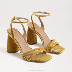 Women Footwear Sam Edelman Kia Block Heel Sandal Saffron Velvet 4N2P100