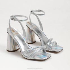Women Footwear Sam Edelman Kia Block Heel Sandal Soft Silver Iridescent 4N2P110