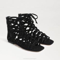 Women Footwear Sam Edelman Lara Gladiator Sandal Black Suede 4N2P946
