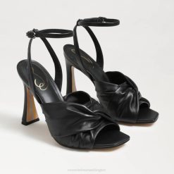 Women Footwear Sam Edelman Lavendar Strappy Heel Black Leather 4N2P951