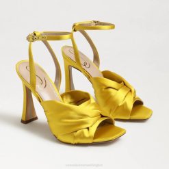 Women Footwear Sam Edelman Lavendar Strappy Heel Ochre Satin 4N2P947
