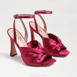 Women Footwear Sam Edelman Lavendar Strappy Heel Raspberry Satin 4N2P949
