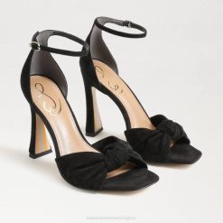 Women Footwear Sam Edelman Lucia Ankle Strap Open Toe Heel Black Suede 4N2P875